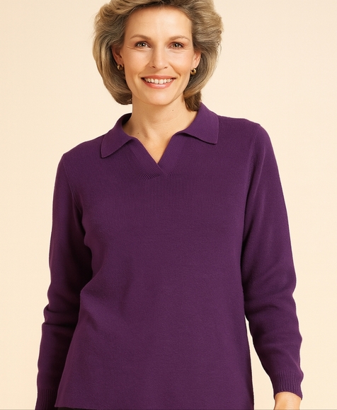 Fashion Bug Purple Wool Blend Collared Sweater Women L Preppy Cozy Classic - Picture 1 of 6